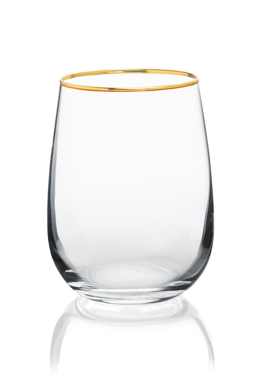 Bicchieri Gold acqua, 6 pezzi, vetro trasparente, filo oro ml 470