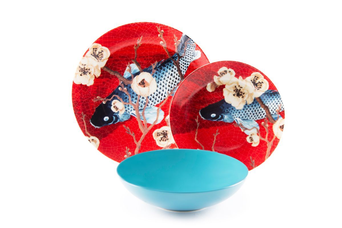 Servizio piatti FUJI, multicolore, porcellana/stoneware, 18 pezzi