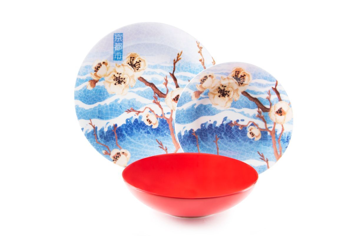 Servizio piatti FUJI, multicolore, porcellana/stoneware, 18 pezzi
