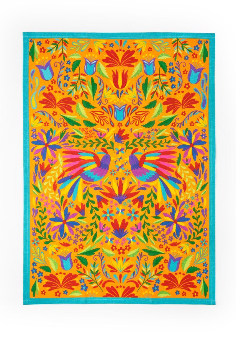 Canovaccio MEXICAN FLOWER, 100% cotone, stile messicano, 50x70 cm