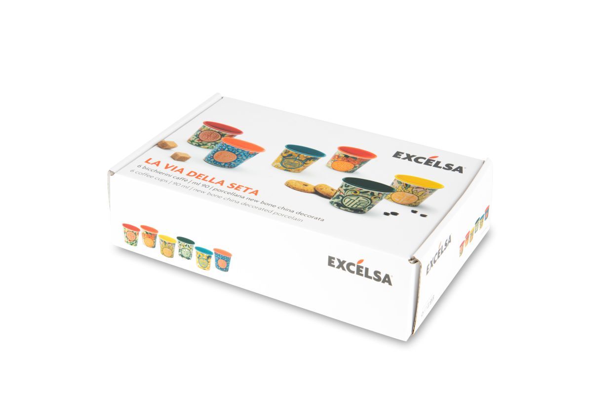 Set 6 bicchierini LA VIA DELLA SETA, stile cinese, porcellana, 90 ml