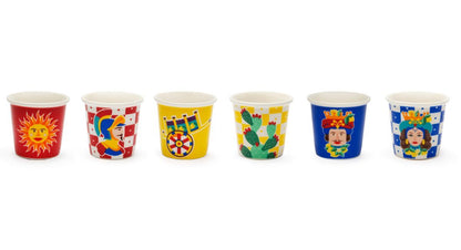 Set 6 bicchierini da caffè SICILIAN RHAPSODY, stile siciliano, porcellana, ml 90