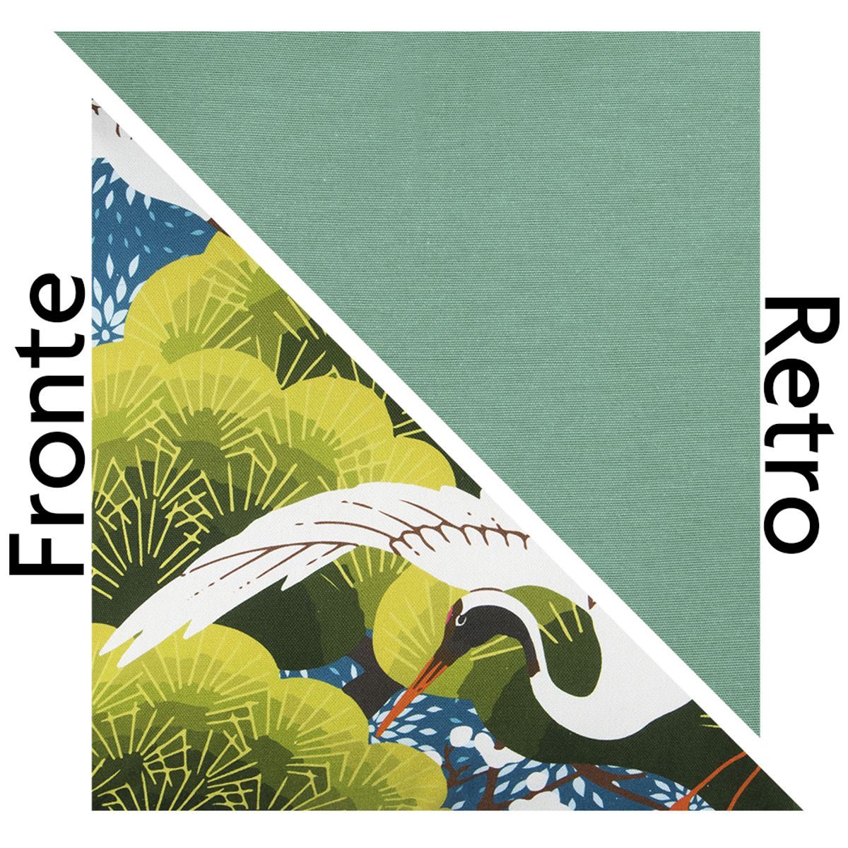 Cuscino decorativo KIMONO, stile giapponese, airone, 45x45 cm