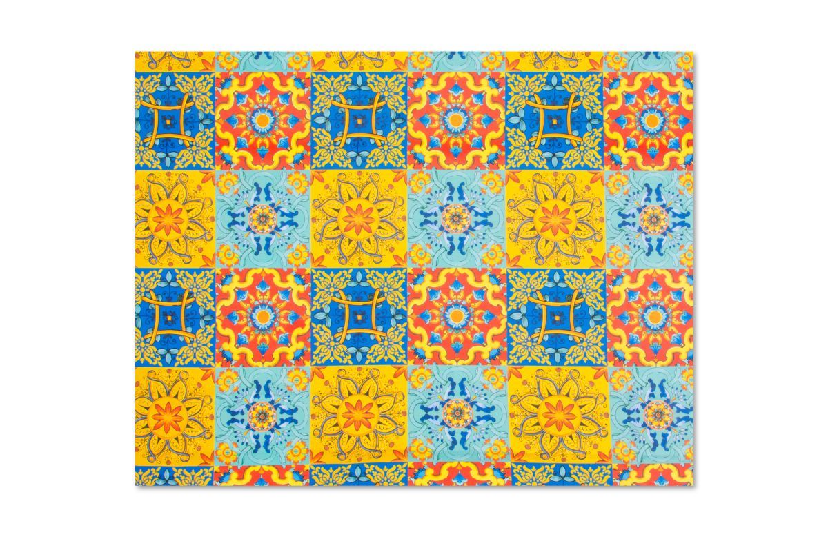 Tovaglia rettangolare TRINACRIA, stile siciliano, 140x180 cm