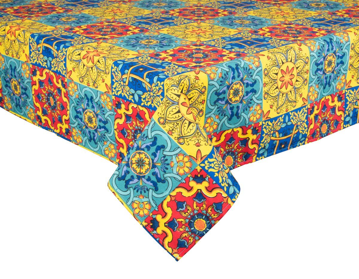 Tovaglia rettangolare TRINACRIA, stile siciliano, 140x180 cm