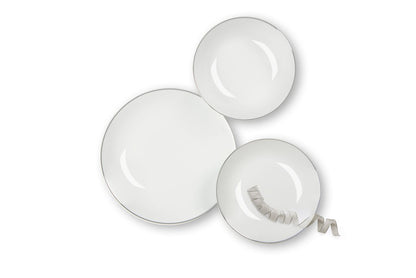 Servizio piatti Platinum, 18 pezzi, filo argentato, in porcellana
