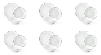 Servizio piatti Platinum, 18 pezzi, filo argentato, in porcellana