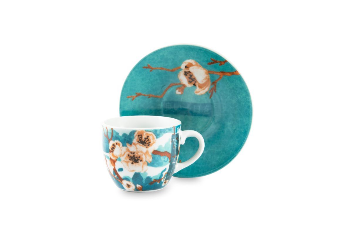 Set FUJI 6 tazzine con piattino, stile giapponese, porcellana