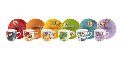 Set FUJI 6 tazzine con piattino, stile giapponese, porcellana