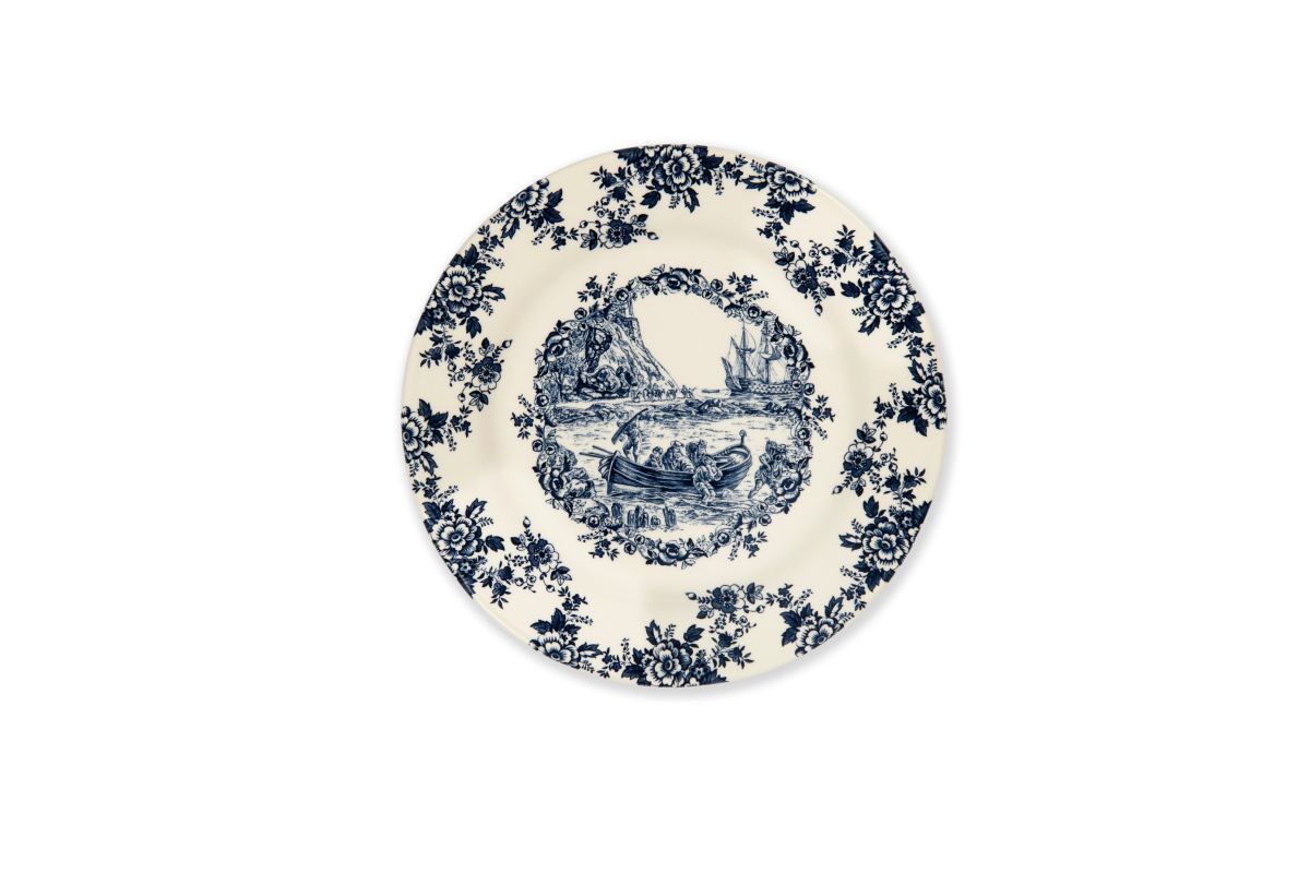 Piatto frutta LES VOYAGES, blu