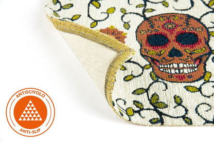 Tappeto CALAVERA, con teschi, multicolore, 165x110 cm