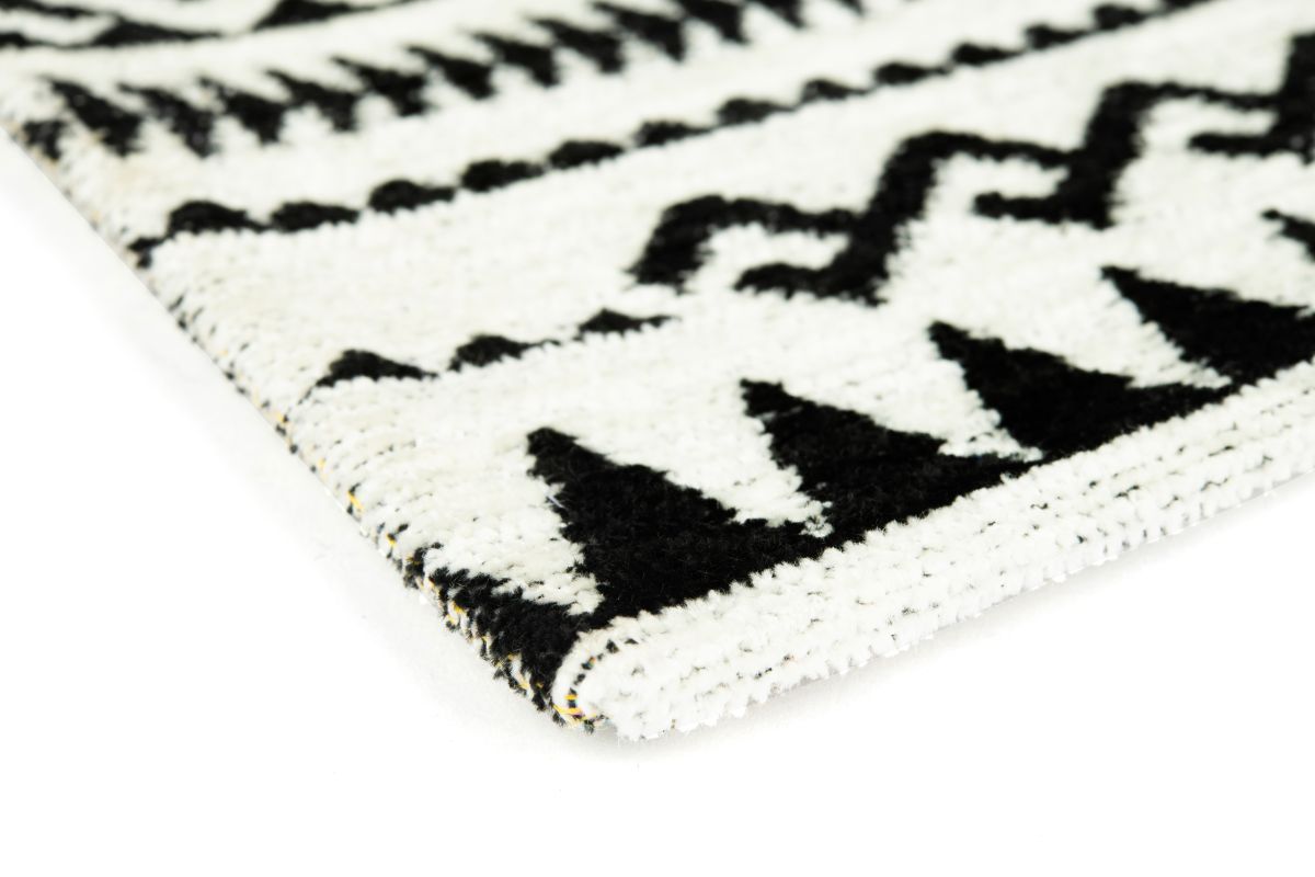 Tappeto ETNICO, stile etnico, bianco e nero, 165x110 cm
