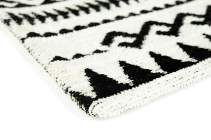 Tappeto ETNICO, stile etnico, bianco e nero, 165x110 cm