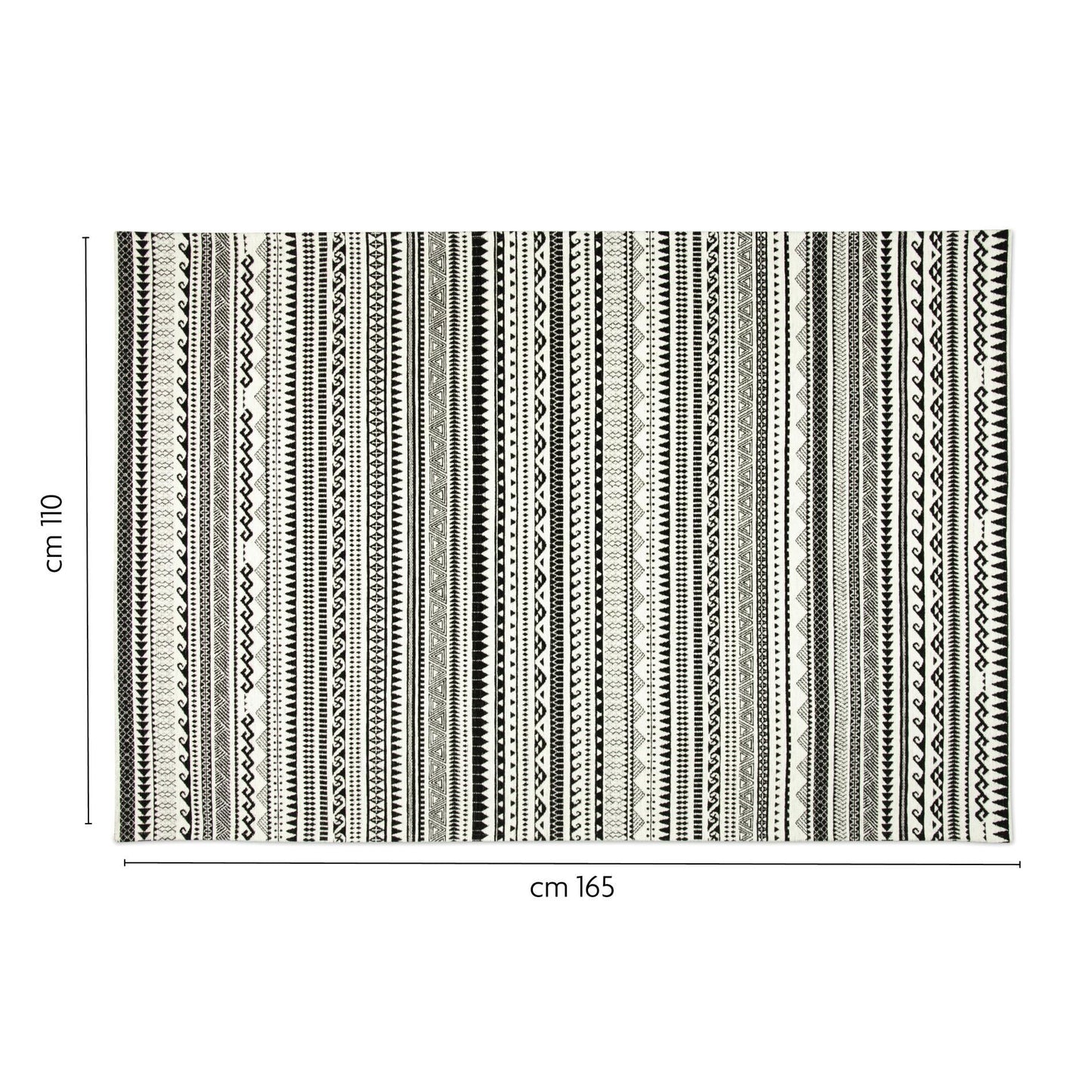 Tappeto ETNICO, stile etnico, bianco e nero, 165x110 cm