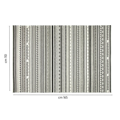 Tappeto ETNICO, stile etnico, bianco e nero, 165x110 cm