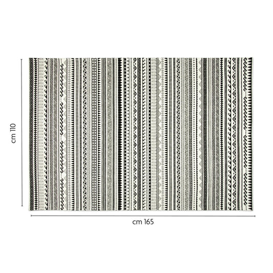 Tappeto ETNICO, stile etnico, bianco e nero, 165x110 cm