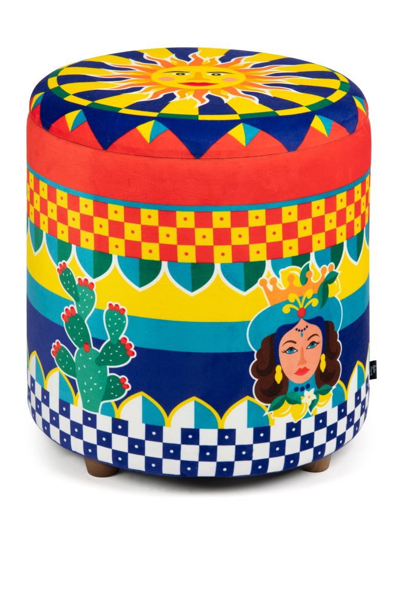 Pouf SICILIAN RHAPSODY con contenitore, imbottito, stile siciliano