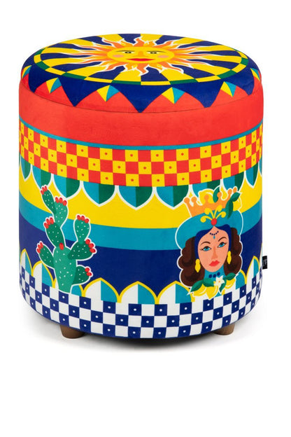 Pouf SICILIAN RHAPSODY con contenitore, imbottito, stile siciliano
