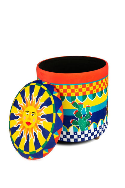 Pouf SICILIAN RHAPSODY con contenitore, imbottito, stile siciliano