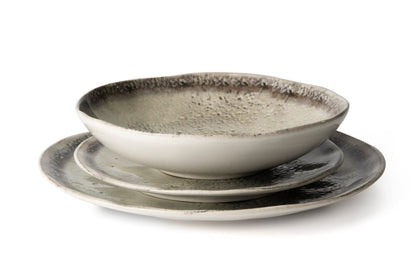 Servizio piatti AFRODITE, effetto artigianale, 3 pezzi, ceramica