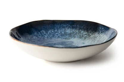 Piatto fondo 21cm POSEIDONE, decorazione digitale blu con motivo a spirale