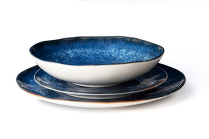Piatto frutta 20cm POSEIDONE, decorazione digitale blu con motivo a spirale