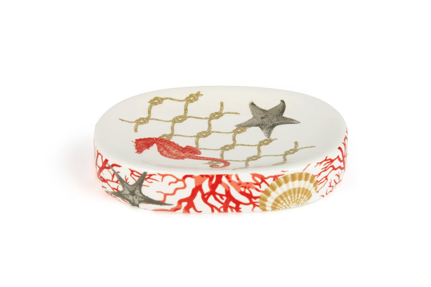 Accessori bagno in set CORAL, 3 pezzi, conchiglie e coralli
