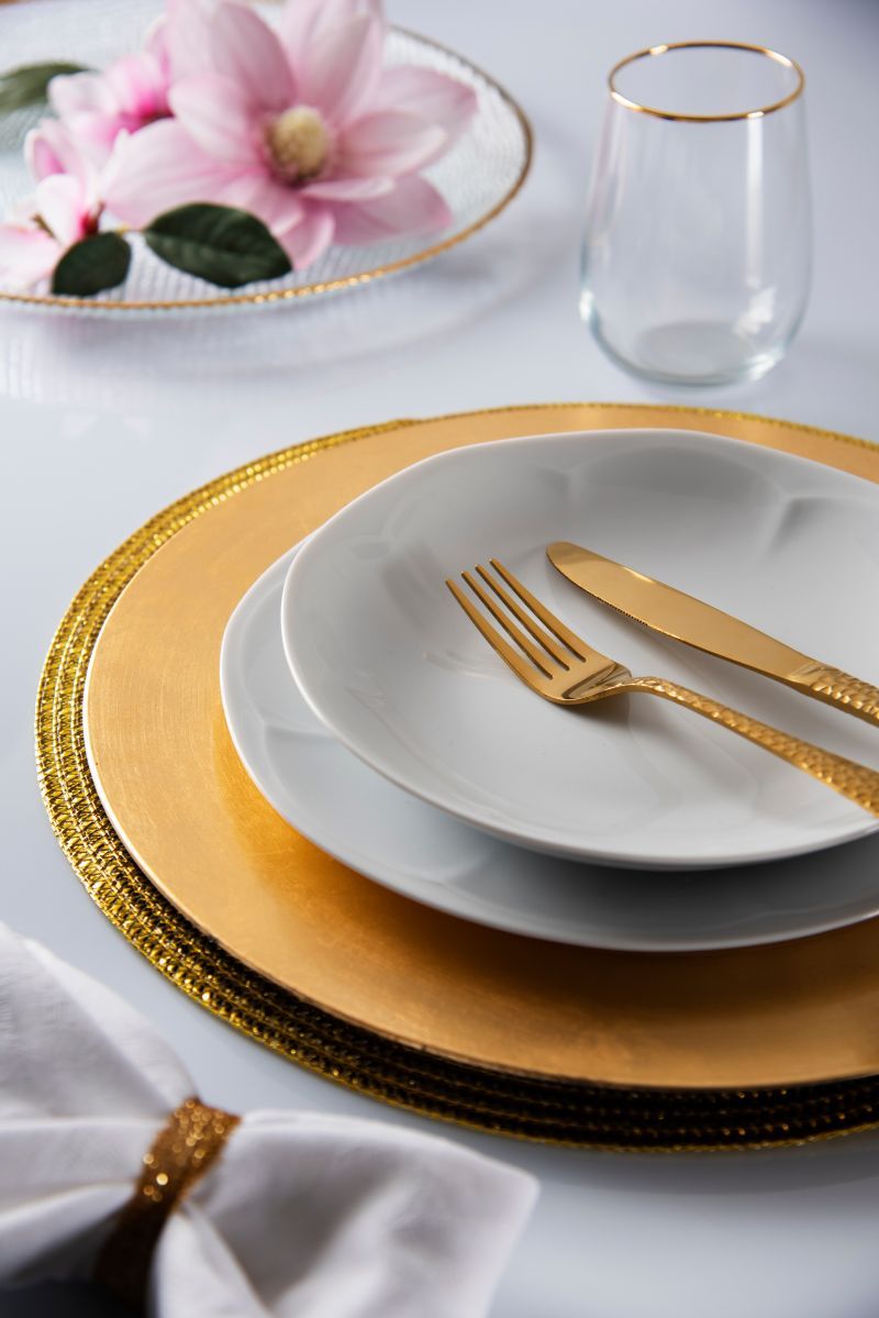 Bicchieri Gold acqua, 6 pezzi, vetro trasparente, filo oro ml 470