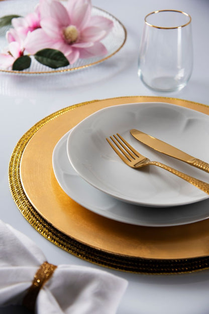 Bicchieri Gold acqua, 6 pezzi, vetro trasparente, filo oro ml 470