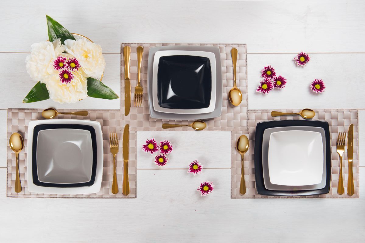 Set posate, 24 pezzi, acciaio inox, gold