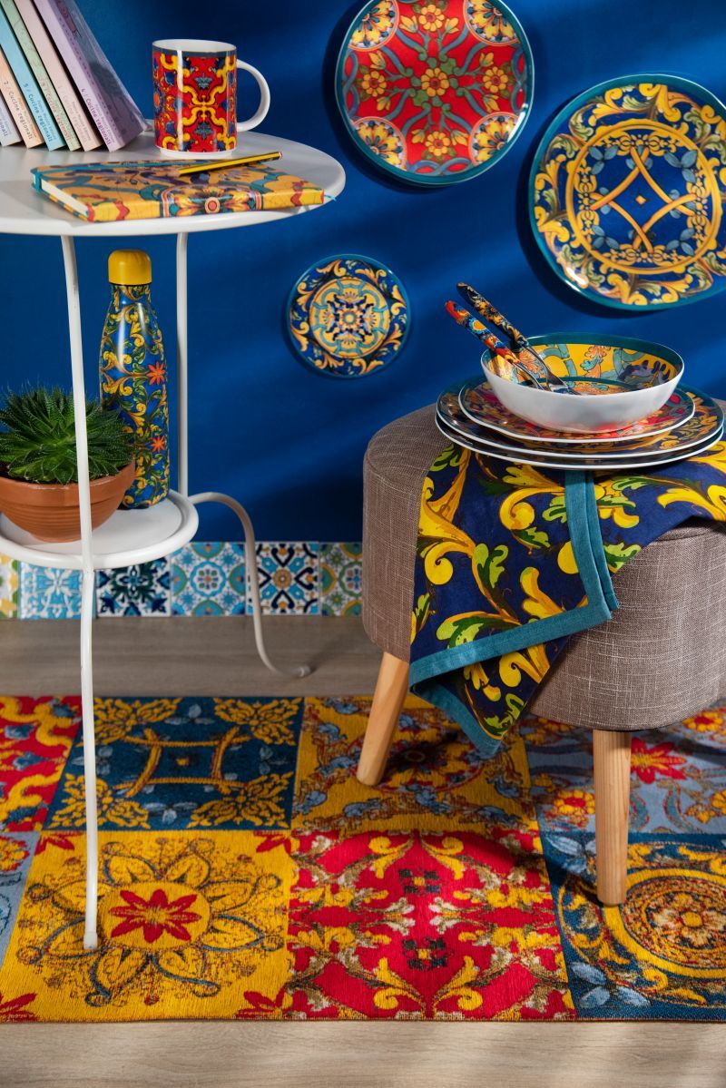 Passatoia TRINACRIA, stile siciliano, multicolore, 55x180 cm