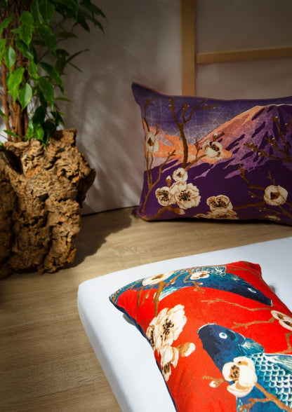 Cuscino decorativo FUJI, stile orientale carpe, 45x30 cm