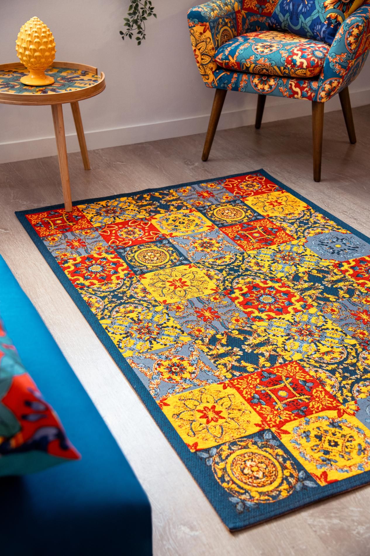 Tappeto TRINACRIA, stile mediterraneo, multicolore, 165x110 cm