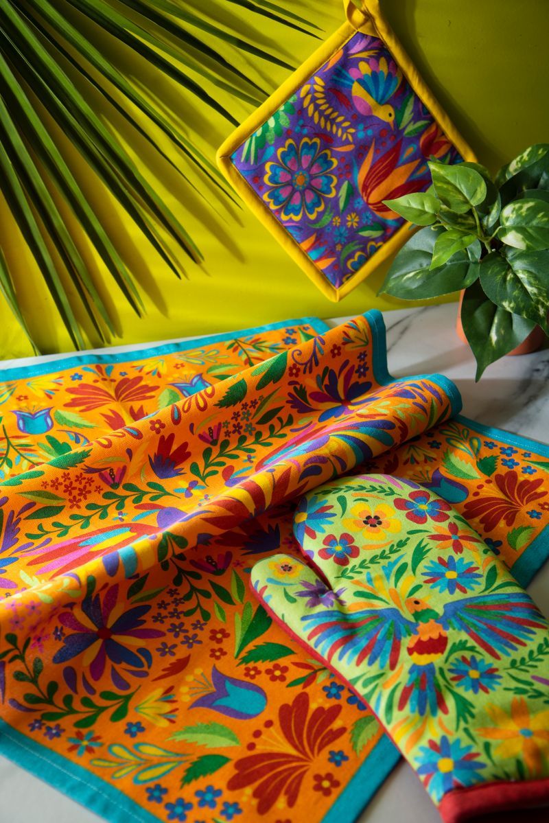 Canovaccio MEXICAN FLOWER, 100% cotone, stile messicano, 50x70 cm