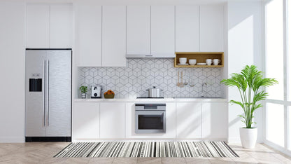 Passatoia ETNICO, bianco e nero, 55x180 cm