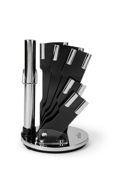 Ceppo coltelli 8 pezzi Black Wood in acciaio