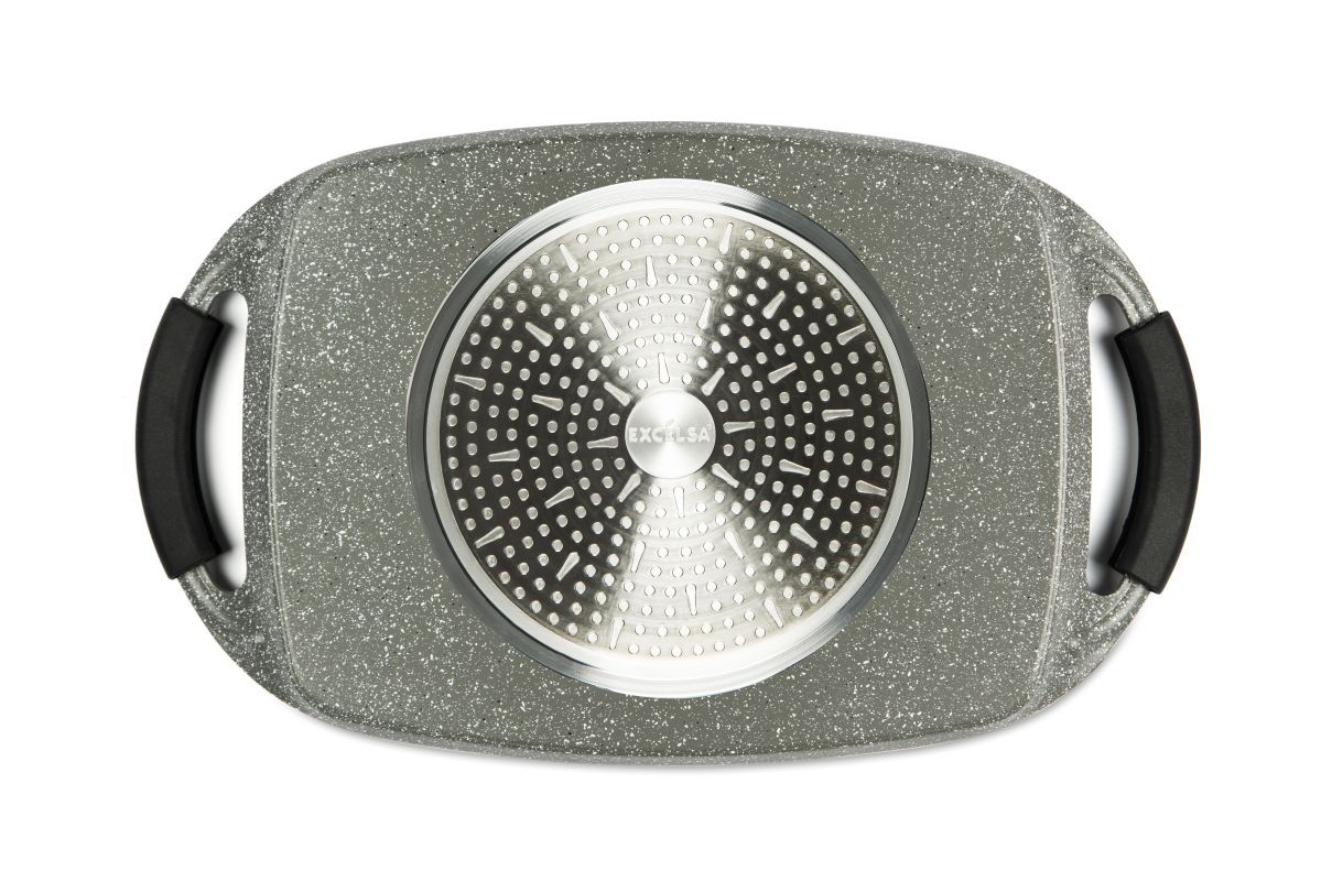 Piastra grill antiaderente, effetto pietra, 47x29 cm