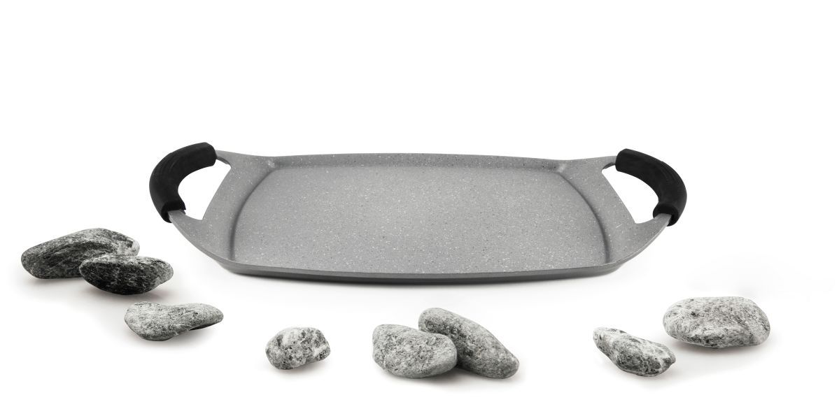 Piastra grill antiaderente, effetto pietra, 47x29 cm