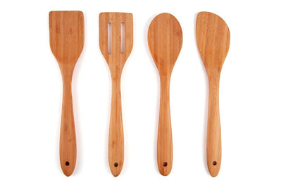 Portautensili con 4 utensili da cucina, in bambù