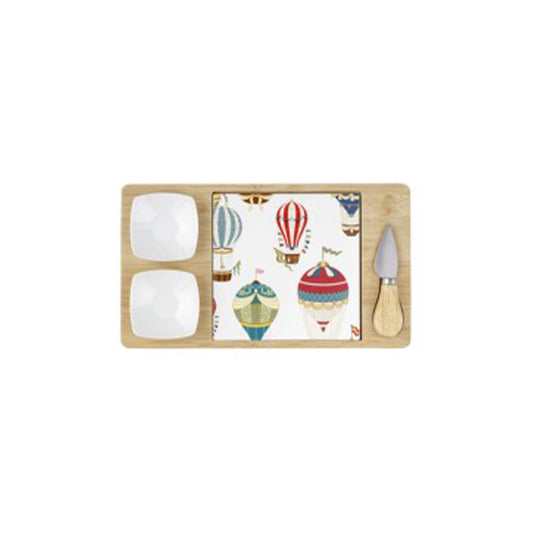Set tagliere con ciotoline decoro mongolfiera