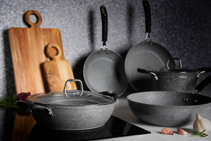 Wok antiaderente, effetto pietra, 28 cm